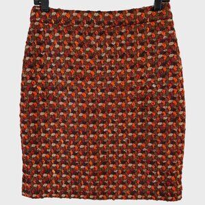Kate Spade Skirt Orange Women's 4 Judy Tweed Lined Pencil Wool Blend Gold Zipper
